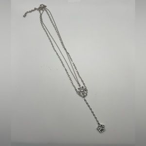 125 Silver Toned Double Strand Flower Necklace